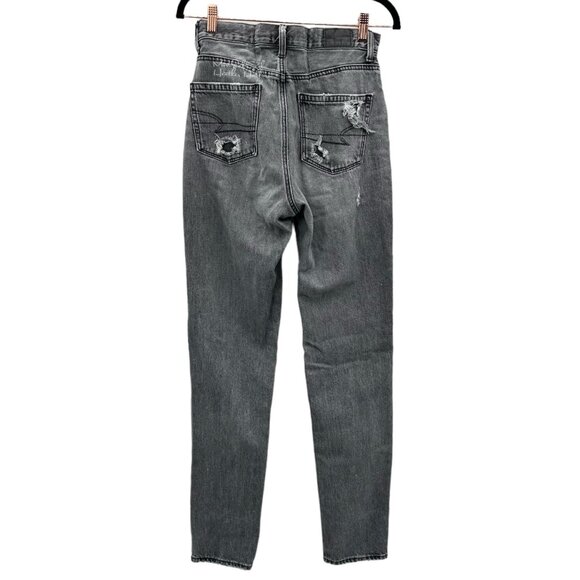 American Eagle Gray Ripped Distressed Skinny Straight Jeans Size 2 - Picture 5 of 7